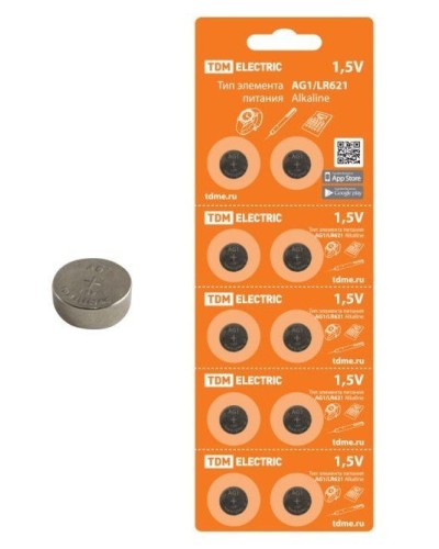 AG1/LR621 Alkaline 1,5V BP-10 TDM (SQ1702-0045). Элемент питания. TDM ЕLECTRIC в Благовещенске
