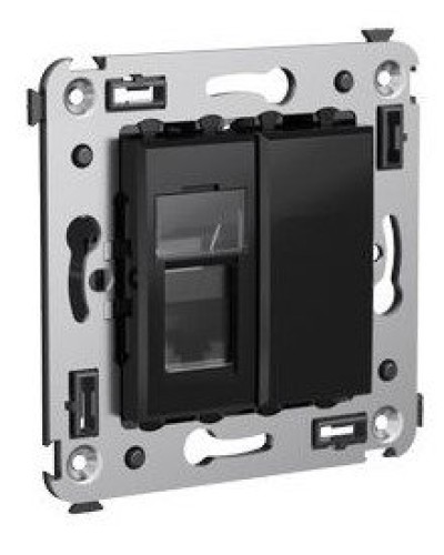 Розетка RJ-45 в стену Avanti одинарная черный квадрат (4402463). Розетка компьютерная. ДКС в Благовещенске