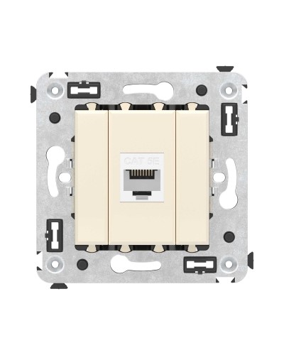 Розетка RJ-45 в стену, кат.5E, Avanti, одинарная, ванильная дымка (4405663). Розетка компьютерная. ДКС в Благовещенске