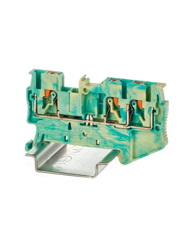 Клемма заземления, 3 точки подключения, 2.5 кв.мм (VPR-2.5-TWIN-PE-YG). Клемма заземления, зажим push-in. ДКС в Благовещенске