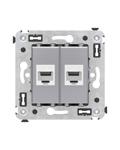 Розетка RJ-45 в стену, кат.5E, Avanti, двойная, закаленная сталь (4404664). Розетка компьютерная. ДКС в Благовещенске
