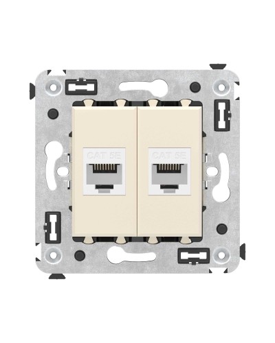 Розетка RJ-45 в стену, кат.5E, Avanti, двойная, ванильная дымка (4405664). Розетка компьютерная. ДКС в Благовещенске