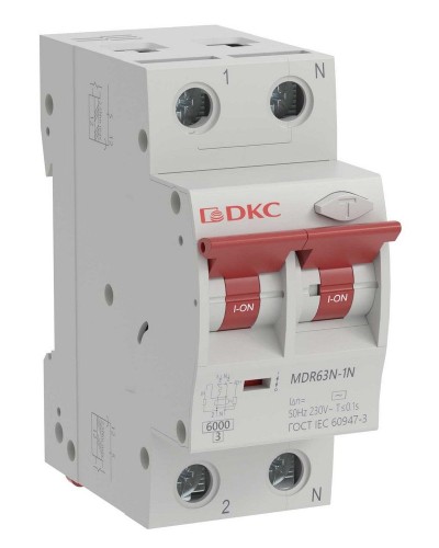 YON max MDR, 1P+N, 30mA, 16A, 6kA, А (MDR63N-1N2C16-A). Автоматический выключатель дифференциального тока. ДКС в Благовещенске