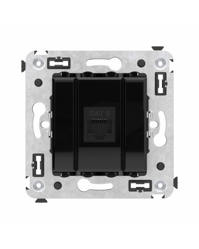 Розетка RJ-45 в стену, кат.6E, Avanti, одинарная, черный квадрат (4402693). Розетка компьютерная. ДКС в Благовещенске