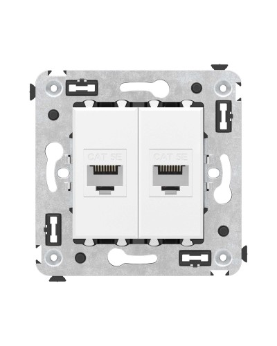 Розетка RJ-45 в стену, кат.5E, Avanti, двойная, белое облако (4400664). Розетка компьютерная. ДКС в Благовещенске