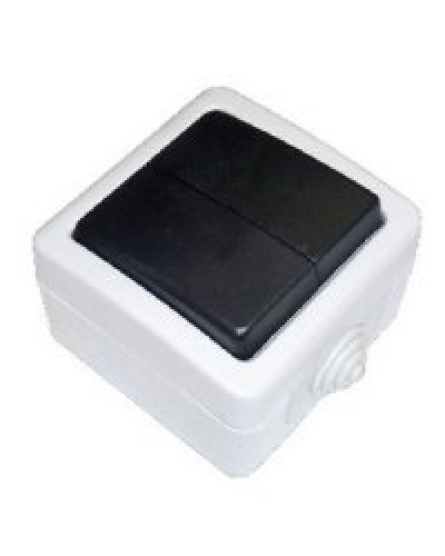 Переключатель двухклавишный 2-полюсный с 2 мест EF602SA, серый, LK Aqua (80006). Переключатель. Экопласт в Благовещенске