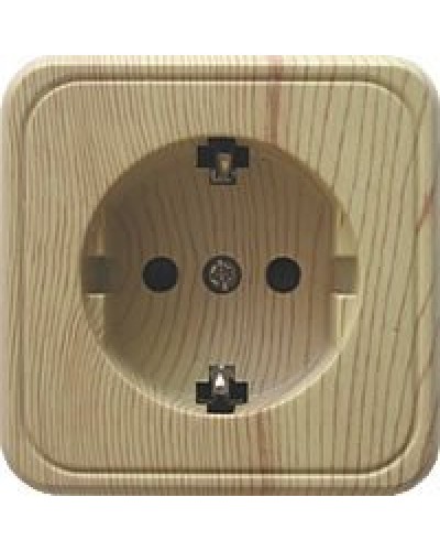 Розетка одинарная открытой установки с з/к, сосна, LK Standard (813225). Розетка с заземляющими контактами и защитными шторками. Экопласт в Благовещенске