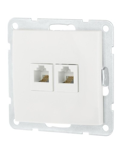 Розетка телефонная двойная 2xRJ-12 с накладкой, белый LK60 (865604-1). Розетка телефонная. Экопласт в Благовещенске