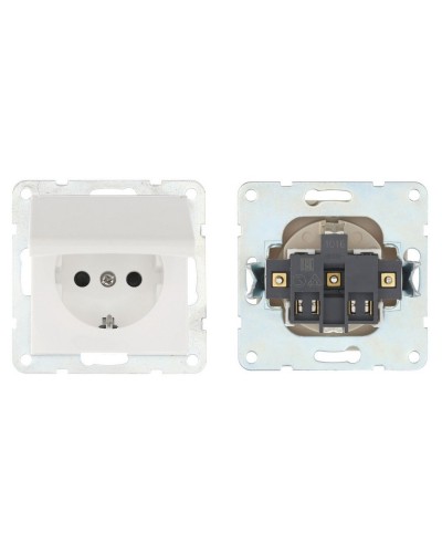 Розетка с з/к, шторками и крышкой, белый LK80 (843404-1). Розетка. Экопласт в Благовещенске