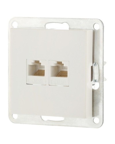 Розетка 2xRJ-45 кат.5е с накладкой, белый LK80 (846204-1). Розетка компьютерная двойная. Экопласт в Благовещенске