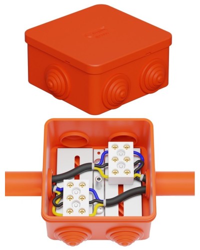 Коробка JBS080 85х85х50, 6 вых., 3P (0,15-10,0 мм²) (43301HF). Коробка монтажная, огнестойкая, без галогена. Экопласт в Благовещенске