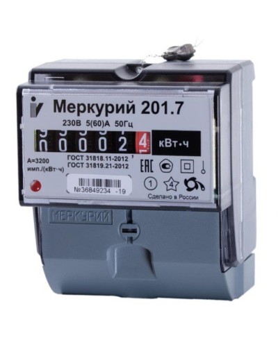 Меркурий 201.7 1ф 5-60А 1 класс точности, 1 тариф (00000032680). Счетчик электроэнергии. Инкотекс в Благовещенске
