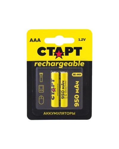 СТАРТ HR03 (AAA, 950mah), упак. 2 шт. БЛИСТЕР. Перезаряжаемые аккумуляторы. СТАРТ в Благовещенске