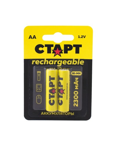 СТАРТ HR6 (AA, 2300 mah), упак. 2 шт. БЛИСТЕР. Перезаряжаемые аккумуляторы. СТАРТ в Благовещенске
