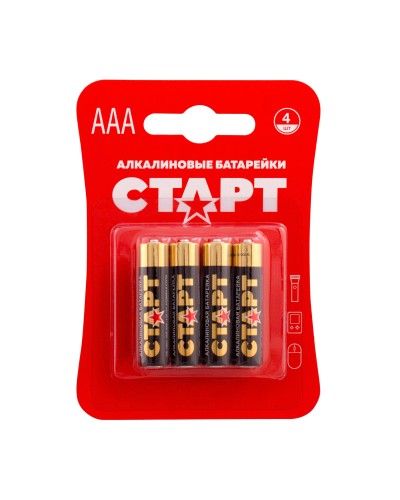 СТАРТ LR03-BL4 (1,5 В, AAA, LR03), упак. 4 шт. БЛИСТЕР. Алкалиновые батарейки. СТАРТ в Благовещенске