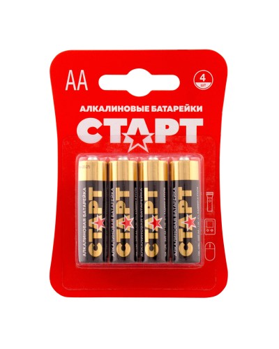 СТАРТ LR6-BL4 (1,5 В, AA, LR6), упак. 4 шт. БЛИСТЕР. Алкалиновые батарейки. СТАРТ в Благовещенске