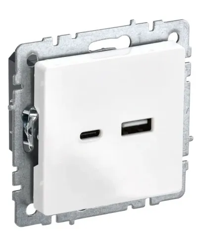 Розетка USB A+C 18Вт РЮ11-1-БрБ белый BRITE (BR-U22-018-K01). Розетка USB. IEK в Благовещенске