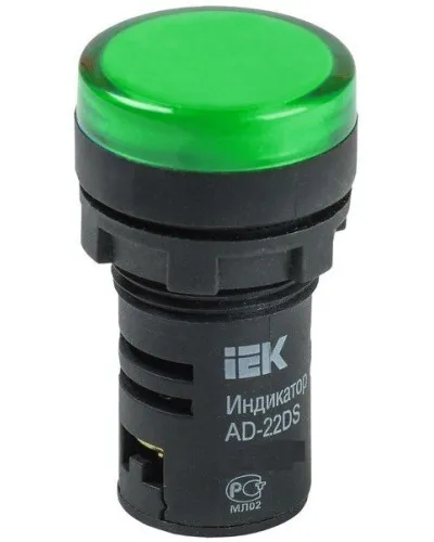 Лампа AD22DS (LED) матрица D22мм зеленый 12В AC/DC (BLS10-ADDS-012-K06). Светосигнальный индикатор. IEK в Благовещенске