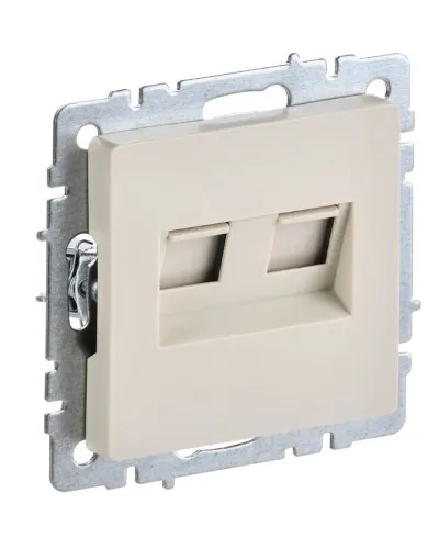 Розетка RJ45 РК10-2-БрКр кат.5E, бежевый BRITE (BR-K20-1-K10). Розетка компьютерная двойная. IEK в Благовещенске