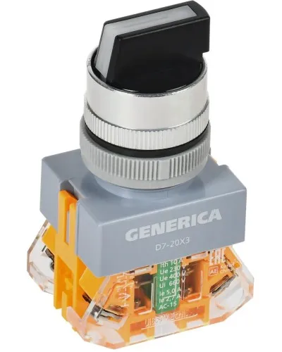 Переключатель D7-20X3 на 3 положения черный GENERICA (BSW50-20X3-3-21-3-K02-G). Переключатель. IEK в Благовещенске