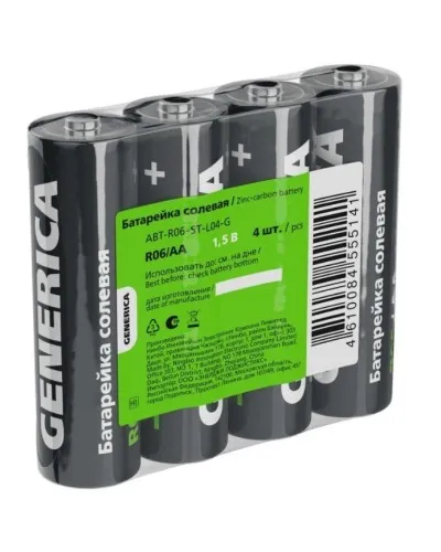 Батарейка солевая R06/AA GENERICA (4 шт) (ABT-R06-ST-L04-G). Батарейка солевая. IEK в Благовещенске