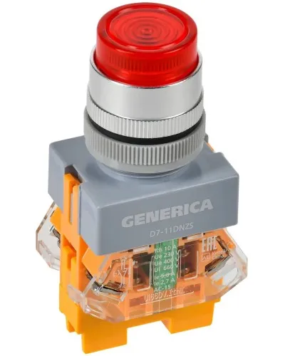 Кнопка D7-11DNZS d=22мм красная GENERICA (BBT50-11DNZS-3-11-K04-G). Кнопка управления с подсветкой и фиксацией. IEK в Благовещенске