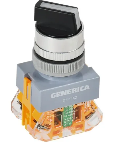 Переключатель D7-11X2 на 2 положения черный GENERICA (BSW50-11X2-3-21-2-K02-G). Переключатель. IEK в Благовещенске