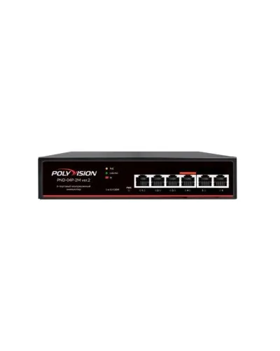 PND-04P-2M v.2. Коммутатор 6-портовый с функцией PoE. Polyvision в Благовещенске