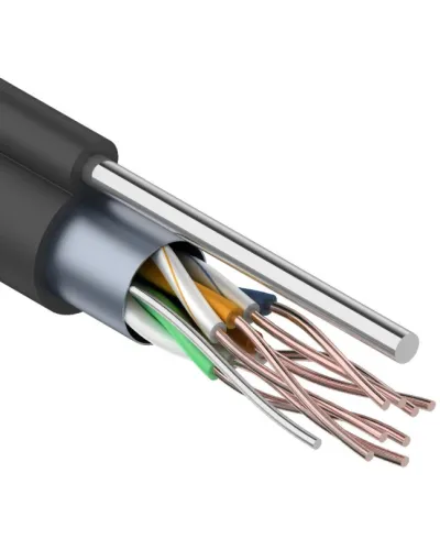 F/UTP, CAT 5e, PE, 4PR, 24AWG, OUTDOOR, SOLID, черный, с тросом, 305м, REXANT (01-0144). Кабель «витая пара» (LAN) для структурированных систем связи. Rexant в Благовещенске