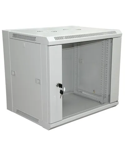 Шкаф телекоммуникационный 19 настенный 6U 600×450×370 мм (ШxГxВ) - передняя дверь стекло, боковые стенки съемные (разобранный), RAL 7035 (04-2200). Шкаф телекоммуникационный 19 настенный 6U. Rexant в Благовещенске