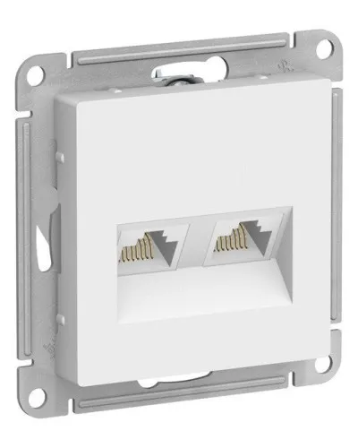 AtlasDesign розетка RJ45+RJ45, 2-местная, скрытой установки, механизм, белый (ATN000185). Розетка компьютерная. Systeme Electric в Благовещенске