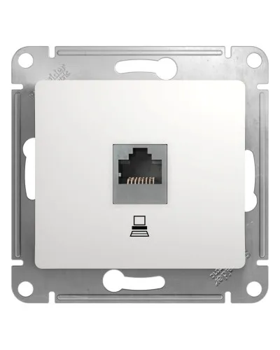 Glossa розетка RJ45 1-местная, кат. 5Е, скрытой установки, механизм, белый (GSL000181K). Розетка компьютерная. Systeme Electric в Благовещенске