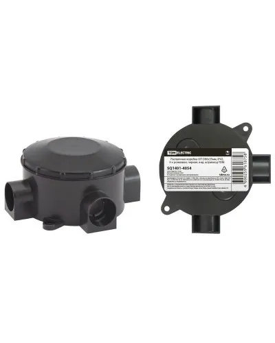 Распаячная коробка ОП D80х35мм, IP42, 3-х рожковая, черная TDM (SQ1401-4054). Распаячная коробка ОП. TDM ЕLECTRIC в Благовещенске