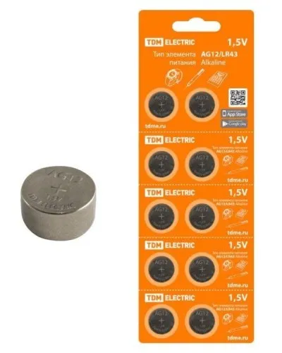 AG12/LR43 Alkaline 1,5V BP-10 TDM (SQ1702-0046). Элемент питания. TDM ЕLECTRIC в Благовещенске