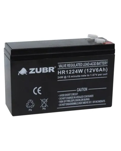 ZUBR HR 1224W (12V, 6Ah). Аккумулятор герметичный свинцово-кислотный. ZUBR в Благовещенске