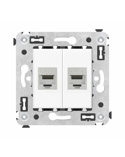 Розетка RJ-45 в стену, кат.6E, Avanti, двойная, белое облако (4400794). Розетка компьютерная модульная. ДКС в Благовещенске