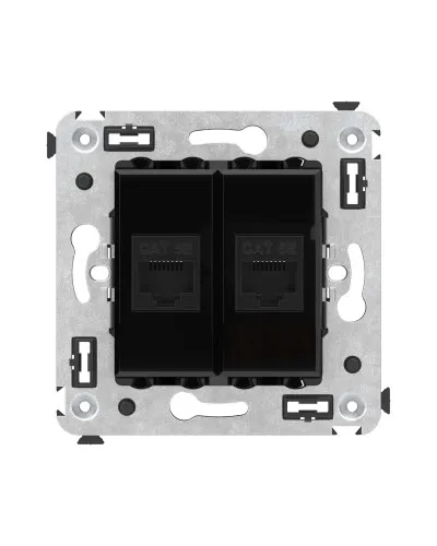 Розетка RJ-45 в стену, кат.5E, Avanti, двойная, черный квадрат (4402664). Розетка компьютерная. ДКС в Благовещенске
