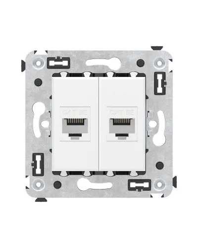 Розетка RJ-45 в стену, кат.5E, Avanti, двойная, белое облако (4400664). Розетка компьютерная. ДКС в Благовещенске