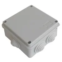 Коробка JBS100 100х100х55, 6 вых., 3P (0,15…4мм²) серая (43107HF-GR). Коробка монтажная, огнестойкая, без галогена. Экопласт