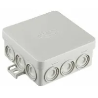 Коробка JBL085 85х85х38, 12 вых., 6P (0,15...2,5мм²) серая (43255HF-GR). Коробка монтажная, огнестойкая, без галогена. Экопласт